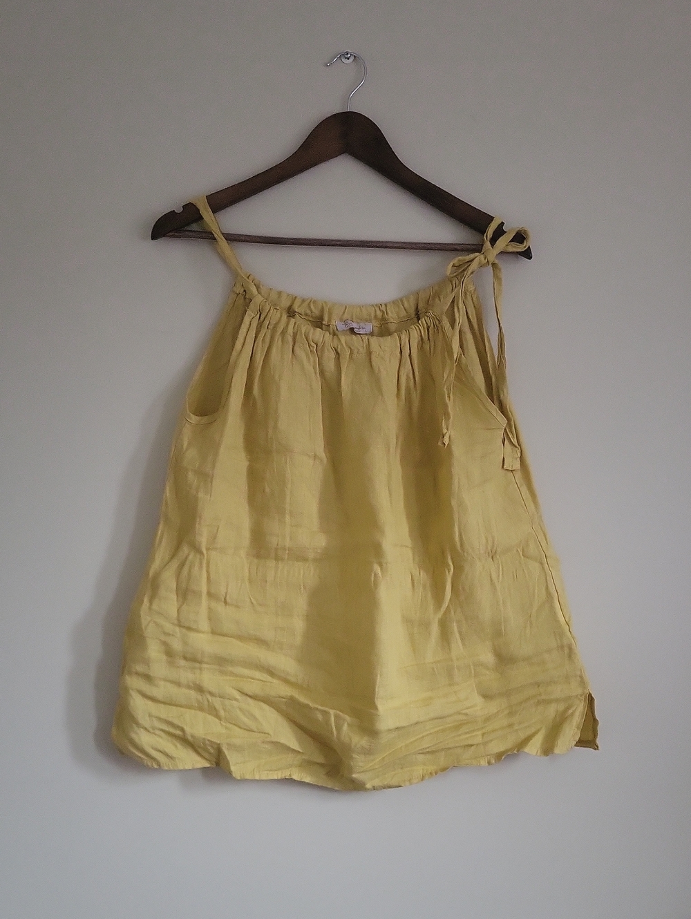 Bellambia 100% Linen Tie-Shoulder Tank Top, Size L, Made In Italy